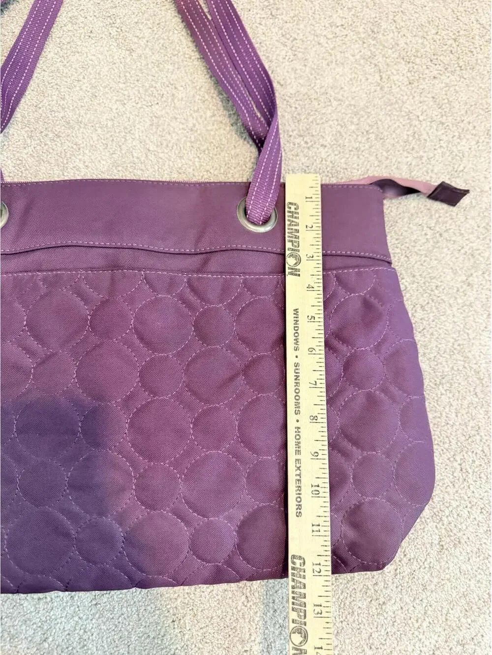 Thirty One Purple Quilted Circles Tote Bag Large Shoulder Purse